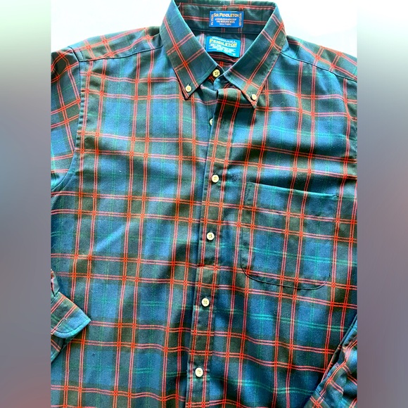 Vintage Sir Pendleton Men's Large 100% Pure Virgin Wool Plaid Button Up - Picture 1 of 13
